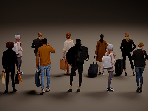 Люди з сумками х 10 00 3D Модель