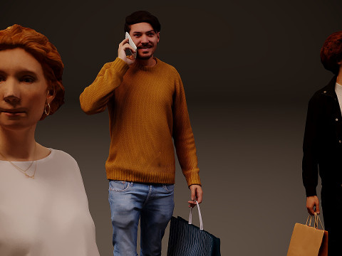 Люди з сумками х 10 00 3D Модель