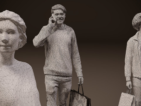Люди з сумками х 10 00 3D Модель