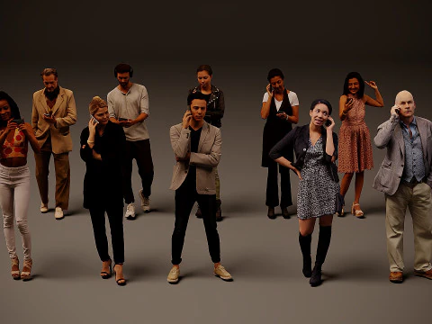 Orang dengan ponsel x 10 Model 3D