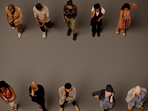 Pessoas com telefones x 10 Modelo 3D