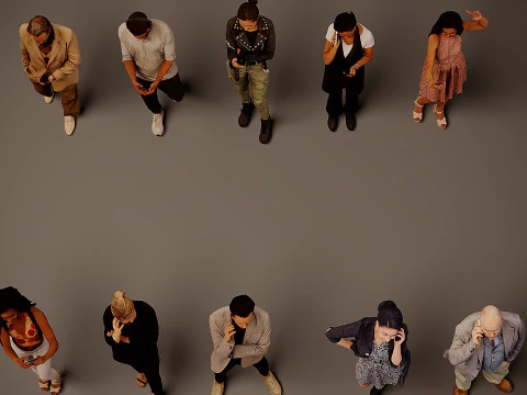People with phones x 10 3D Model