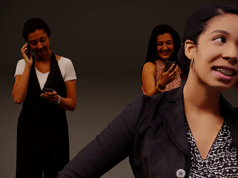 People with phones x 10 3D Model