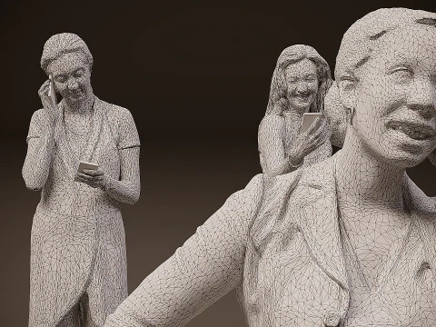 People with phones x 10 3D Model