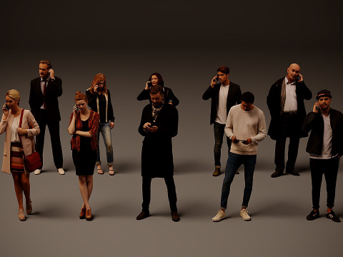 Люди з телефонами х 10 00 3D Модель