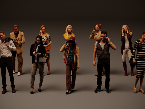 Люди з телефонами х 10 01 3D Модель