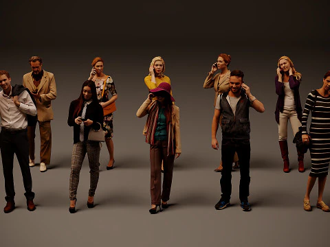 Orang dengan ponsel x 10 01 Model 3D