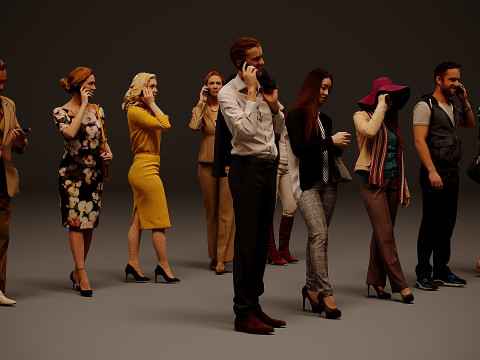 有电话的人 x 10 01 3D 模型