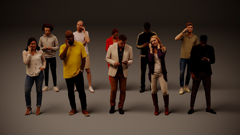 有电话的人 x 10 02 3D 模型 .c4d .max .obj .3ds .fbx .stl .blend 