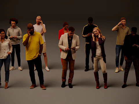 Ludzie z telefonami x 10 02 Model 3D