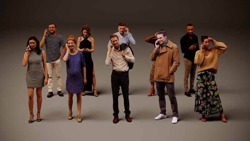 Personas con teléfonos x 10 03 Modelo 3D .c4d .max .obj .3ds .fbx .stl .blend 