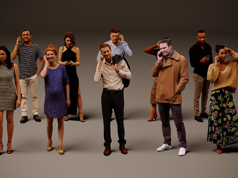 Люди з телефонами х 10 03 3D Модель