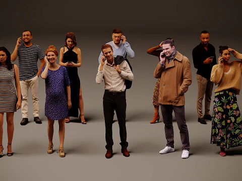 Orang dengan ponsel x 10 03 Model 3D