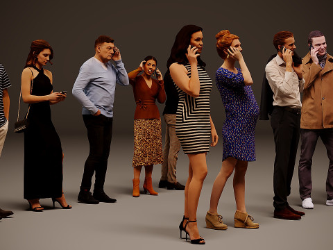 Personas con teléfonos x 10 03 Modelo 3D