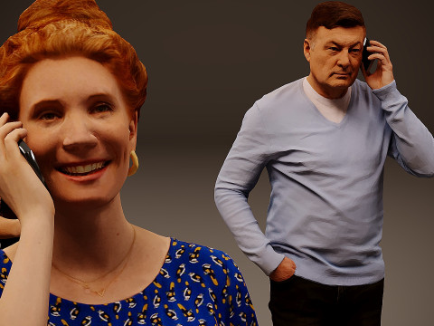 Personas con teléfonos x 10 03 Modelo 3D
