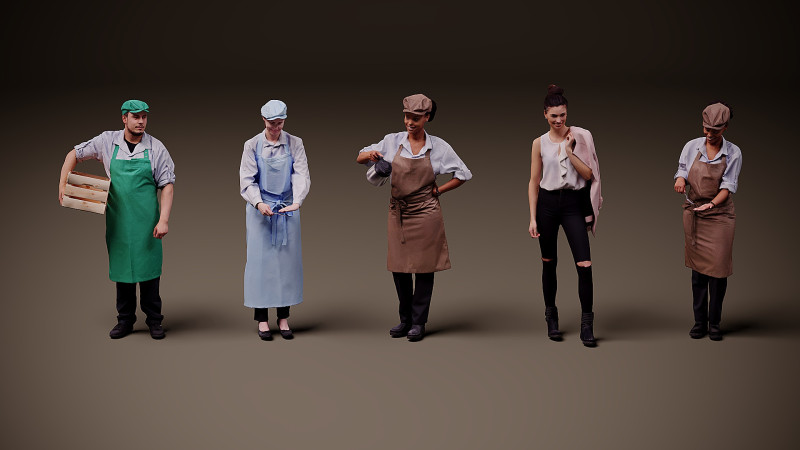 穿制服的人 x 5 3D 模型 .c4d .max .obj .3ds .fbx .stl .blend 