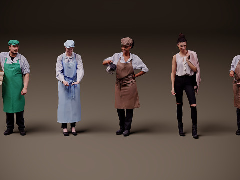 Orang berseragam x 5 Model 3D