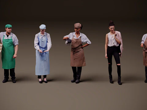 Mensen in uniform x 5 3D Model