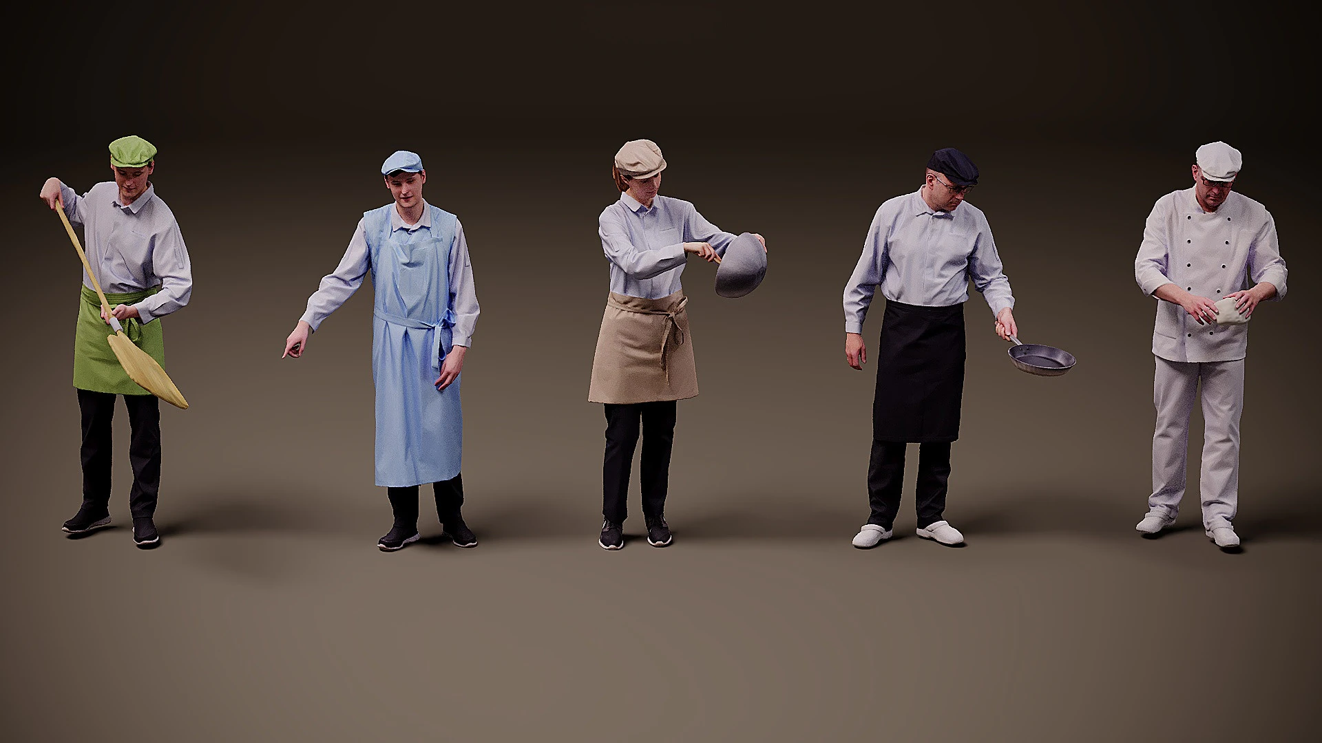 People in uniform x 5 00 3D Model .c4d .max .obj .3ds .fbx .stl .blend 