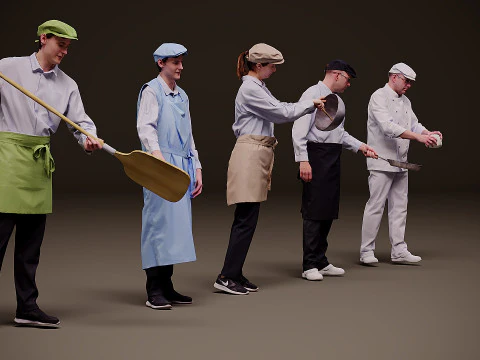 People in uniform x 5 00 3D Model