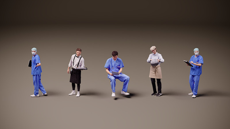 वर्दी में लोग x 5 01 3D मॉडल .c4d .max .obj .3ds .fbx .stl .blend 