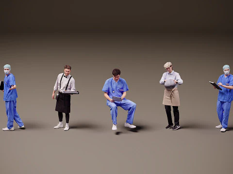 Orang berseragam x 5 01 Model 3D