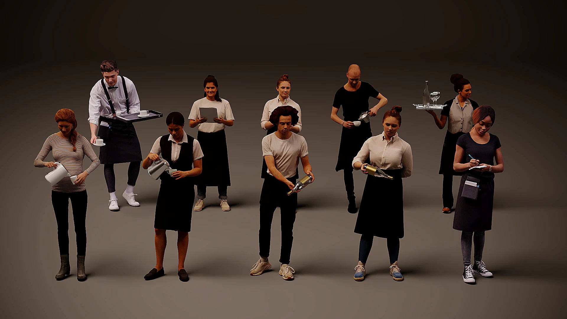 People in uniform x 10 3D Model .c4d .max .obj .3ds .fbx .stl .blend