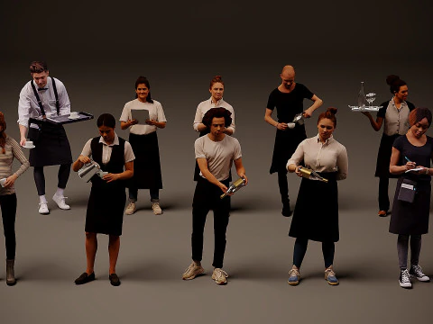 Orang berseragam x 10 Model 3D