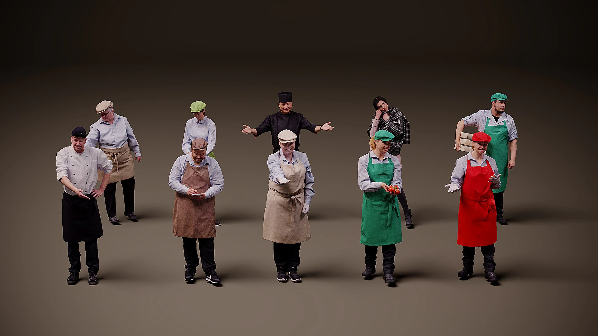 People in uniform x 10 00 3D Model .c4d .max .obj .3ds .fbx .stl .blend 