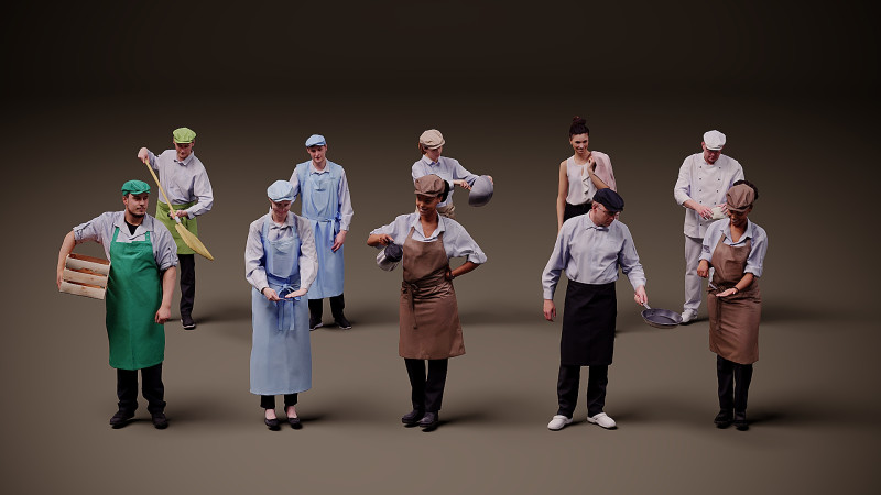 Personas en uniforme x 10 01 Modelo 3D .c4d .max .obj .3ds .fbx .stl .blend 