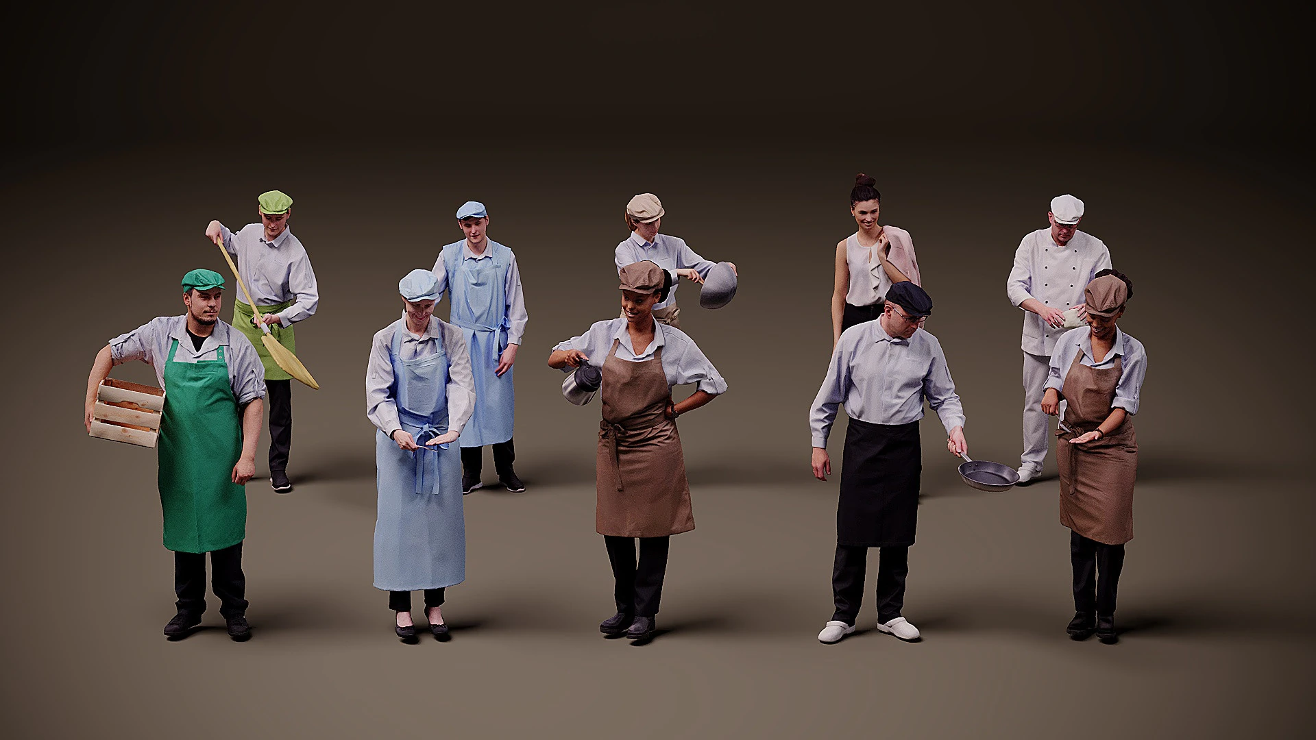 People in uniform x 10 01 3D Model .c4d .max .obj .3ds .fbx .stl .blend 
