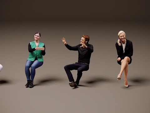 坐着的人 x 5 3D 模型