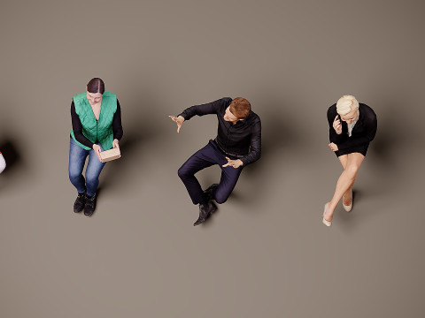Sitting people x 5 3D Model