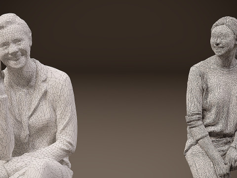 Sitting people x 5 3D Model