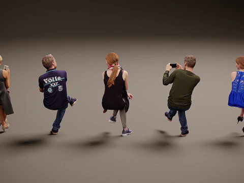Sitting people x 5 01 3D Model