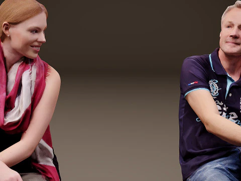 Sitting people x 5 01 3D Model
