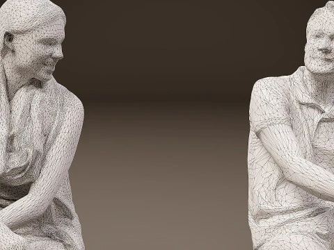 Sitting people x 5 01 3D Model