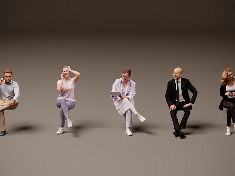 坐着的人 x 5 02 3D 模型