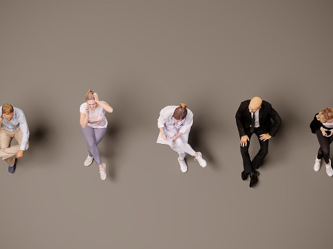 Sitting people x 5 02 3D Model