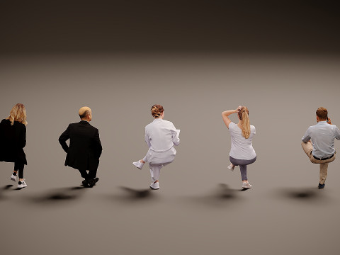 Sitting people x 5 02 3D Model