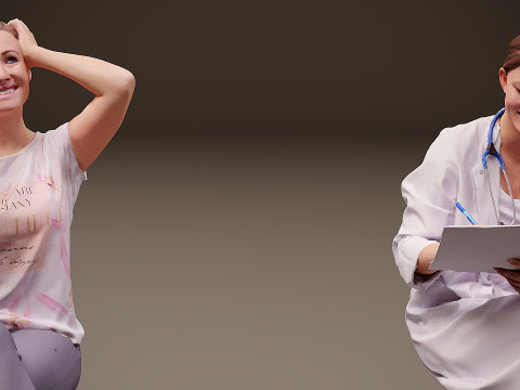 Sitting people x 5 02 3D Model