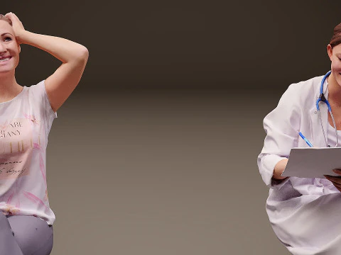 Sitting people x 5 02 3D Model