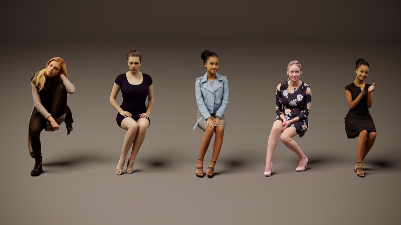 Сидящие люди х 5 03 3D Модель .c4d .max .obj .3ds .fbx .stl .blend 