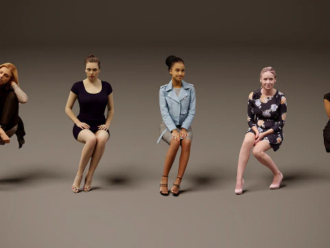 Persone sedute x 5 03 Modello 3D