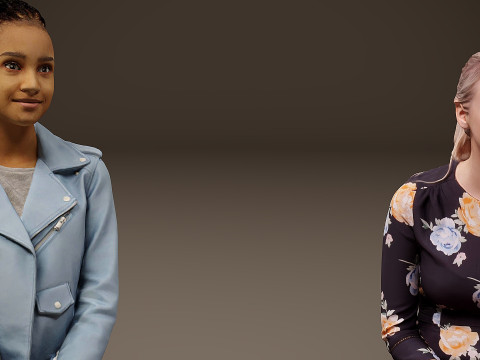 Сидящие люди х 5 03 3D Модель