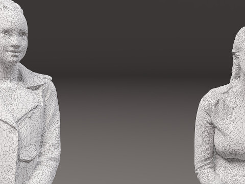 Сидящие люди х 5 03 3D Модель