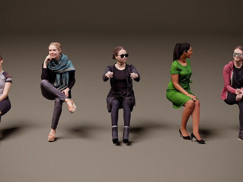 Personas sentadas x 5 04 Modelo 3D