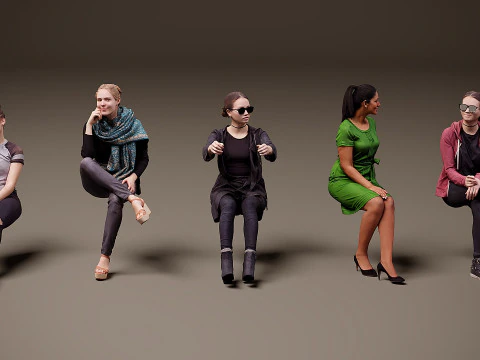 앉아있는 사람 x 5 04 3D 모델