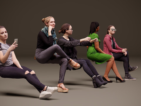 Personas sentadas x 5 04 Modelo 3D