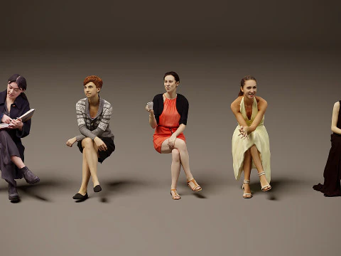 Persone sedute x 5 05 Modello 3D